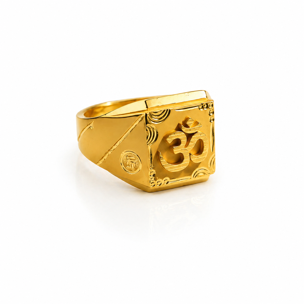NuGold Divine Om Heritage Gold Signet Ring for Men