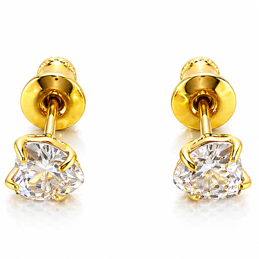 Luxury Heart Cut Diamond Stud Earrings for Women & Girls