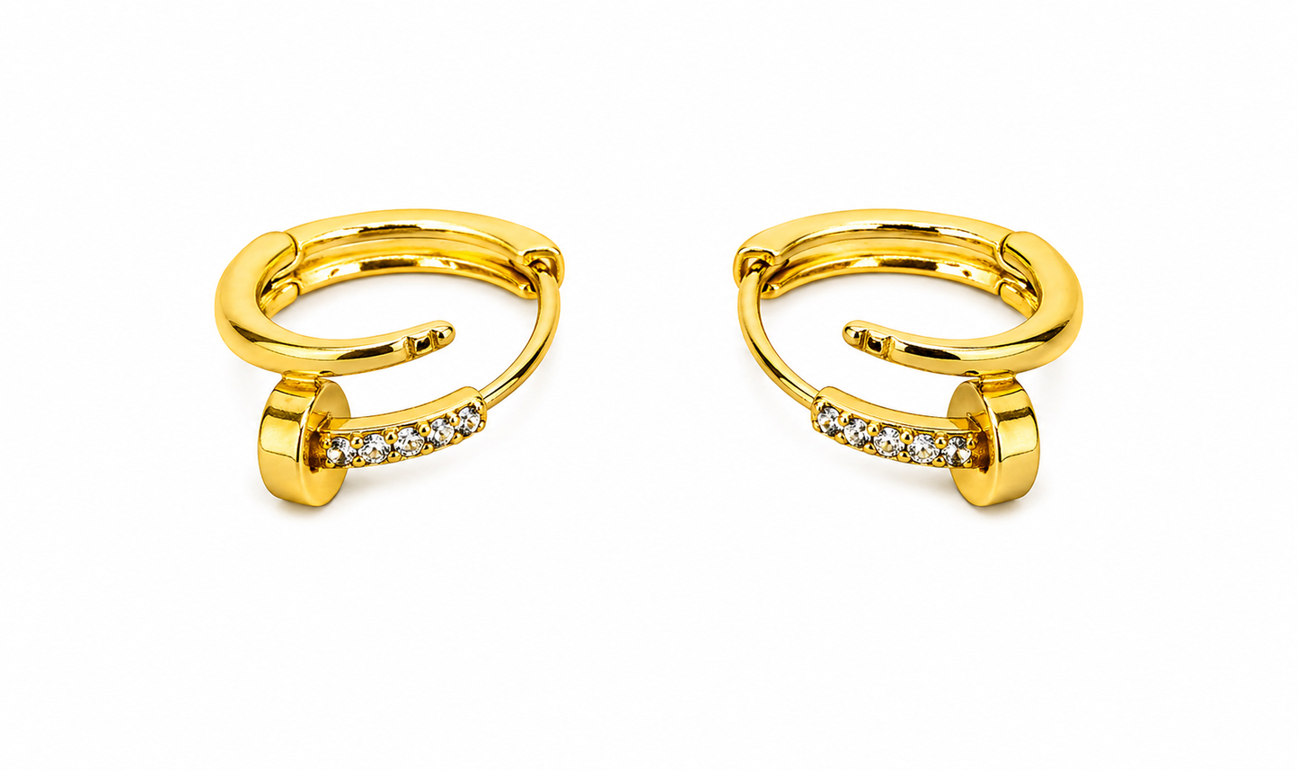 NuGold Crystal Nail-Inspired Gold-Toned Hoop Earrings for Women