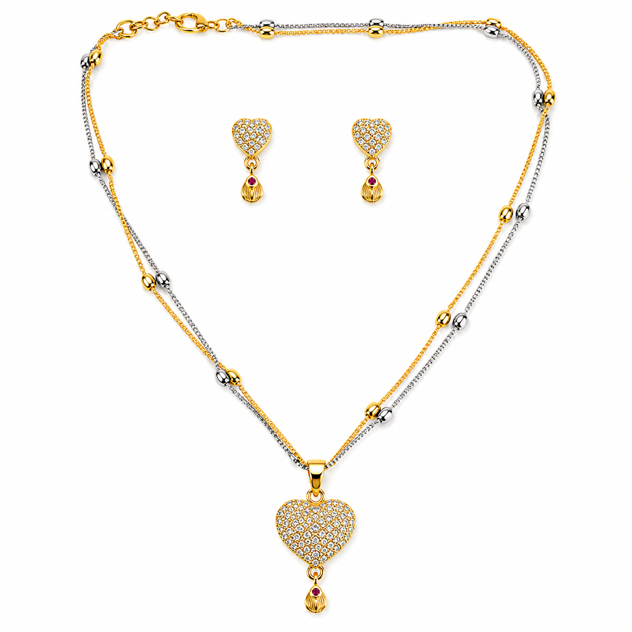 Luxe Crystal Heart Pendant & Matching Earrings Set