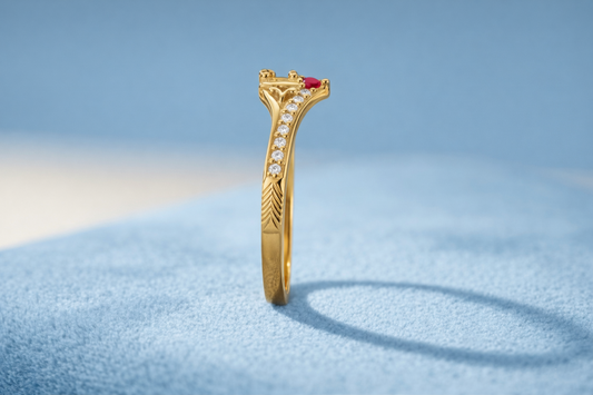 NUGOLD Premium Ring with CZ Stone & Dual Layer Band Style