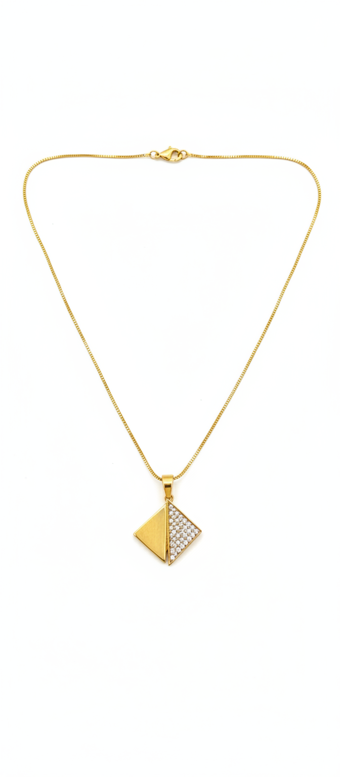 NuGold Triangle Stone Pendant Necklace