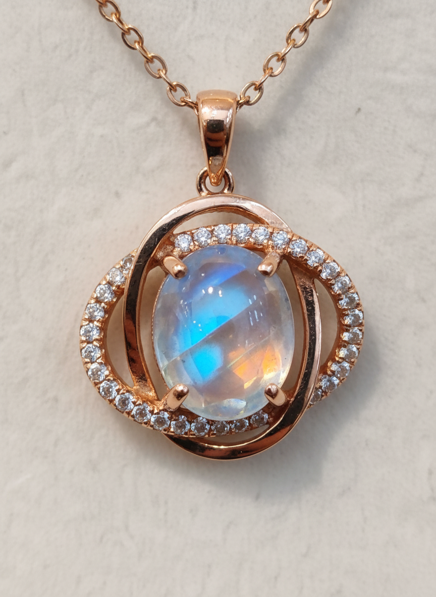 Classic Rose Gold Finish Pendant Necklace for Women