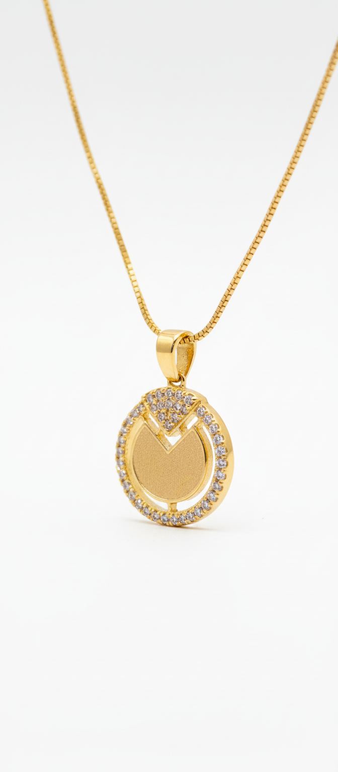 NuGold Circle Stone Pendant Necklace For Women