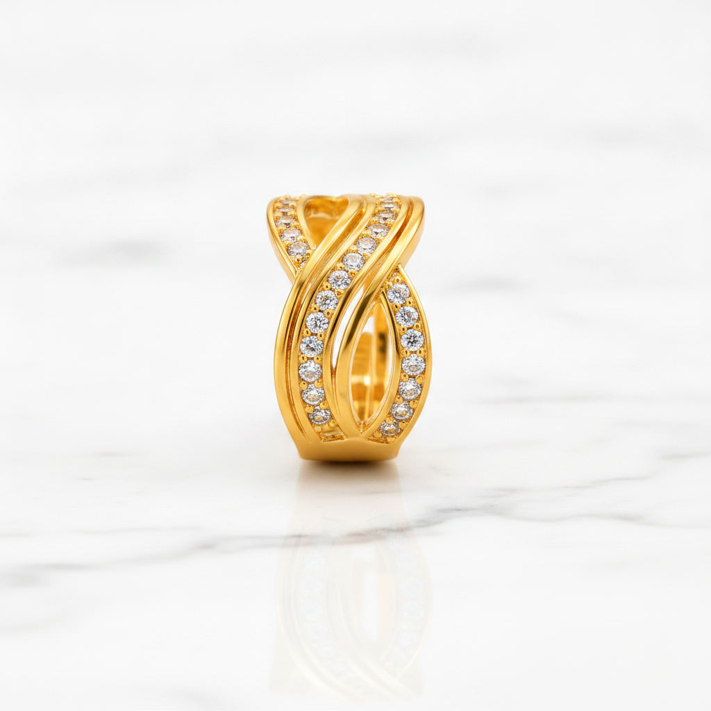 Regal Infinity Wave Sparkle Statement Ring for Women