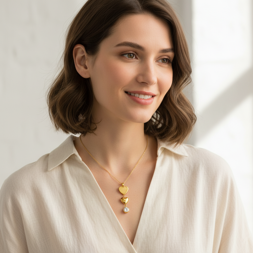 Celestial Love Heart Cascade Necklace
