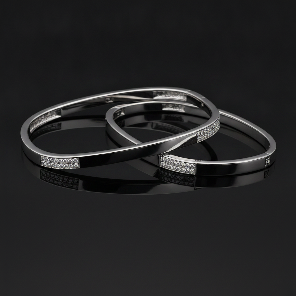 925 Silver Square CZ Bangles for Women