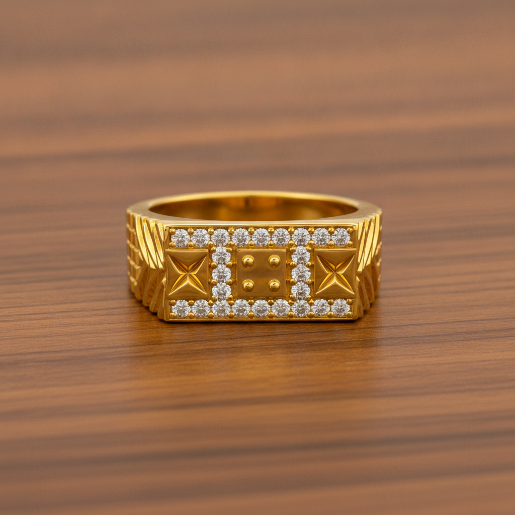 Regal Geometric Crystal Panel Ring