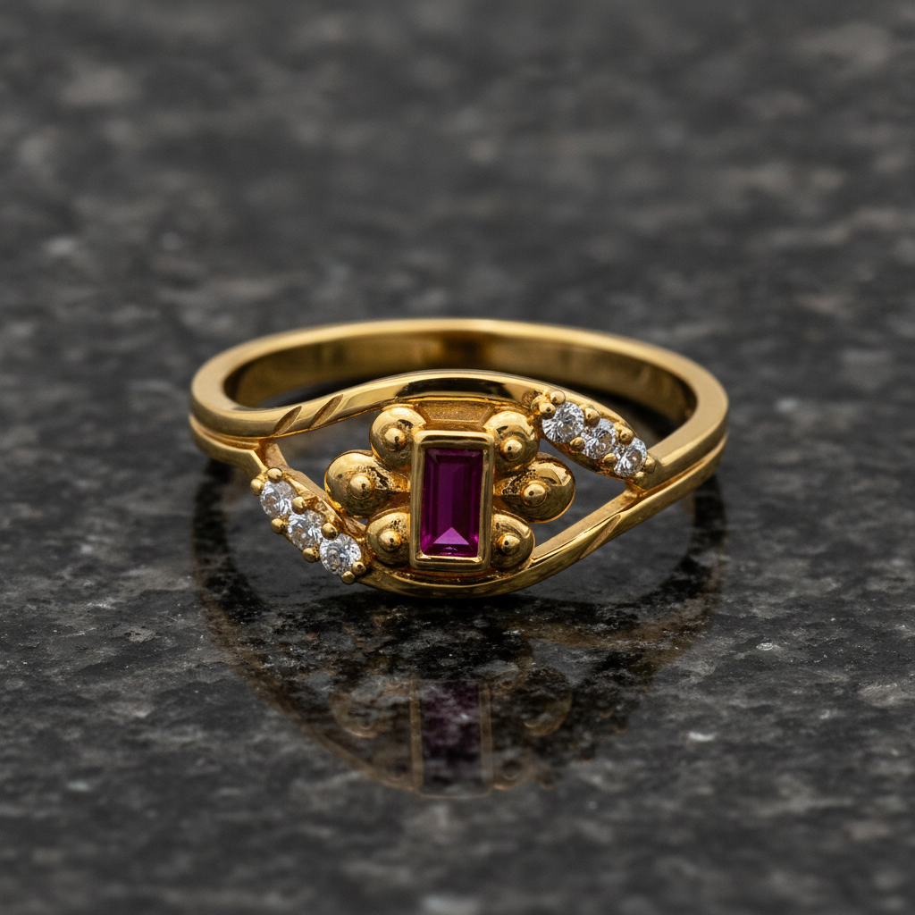 Regal Ruby Crest Sparkle Statement Ring for Women