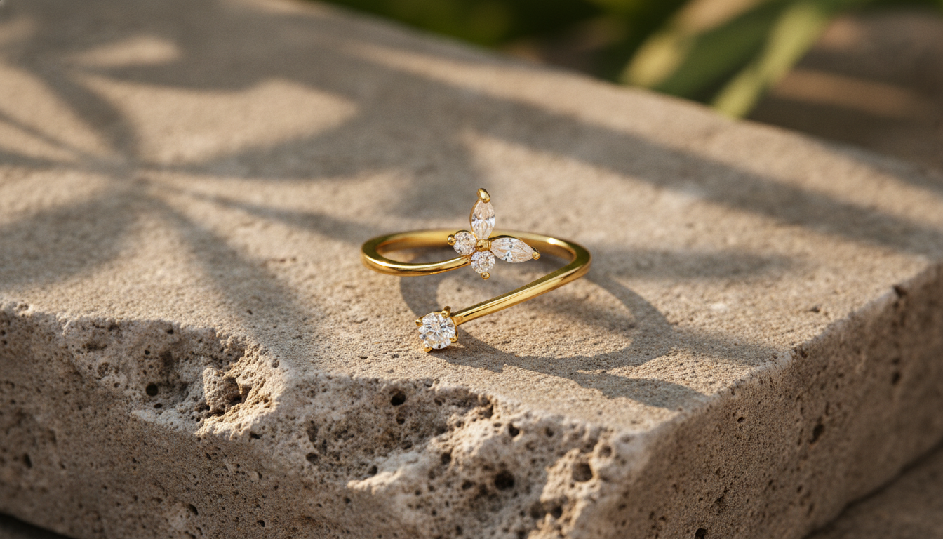 NUGOLD Bloom Spark CZ Open Ring for Women