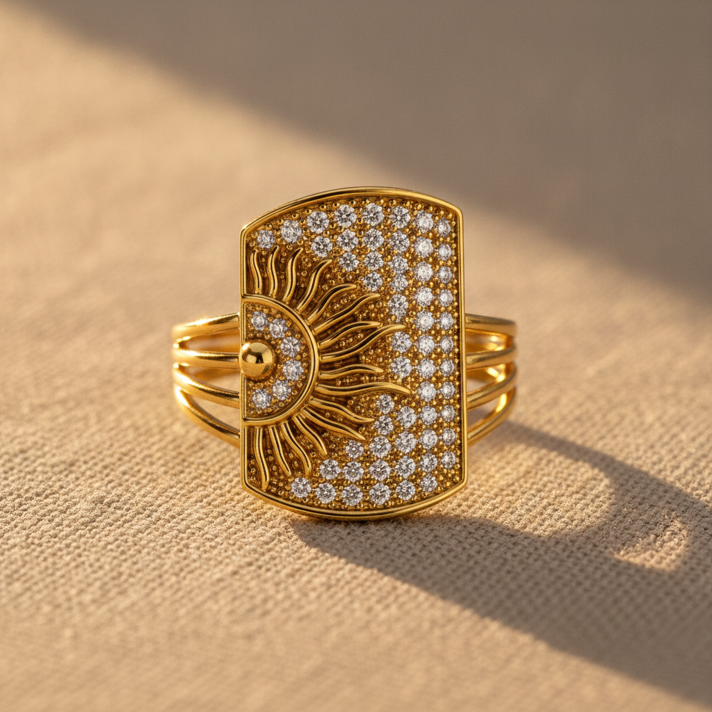 Golden Sunburst Radiance Statement Ring