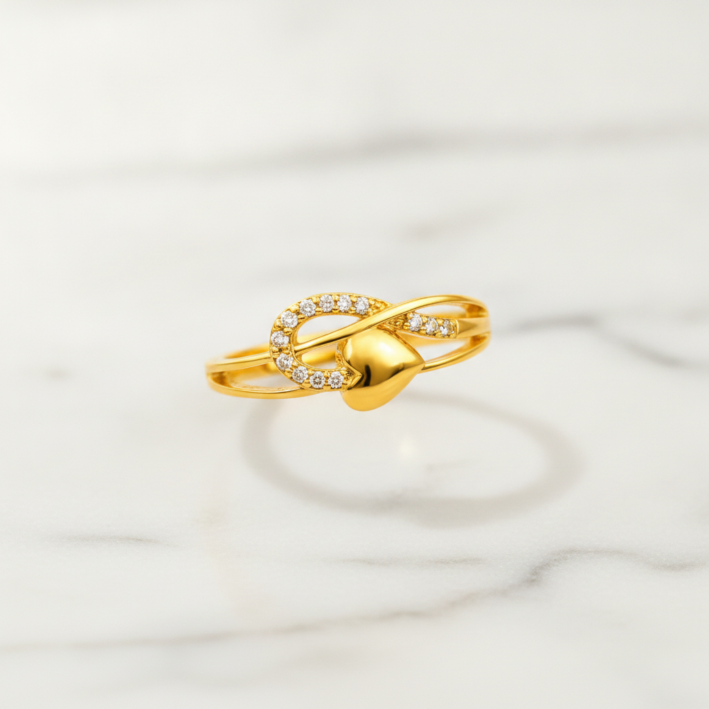 Elegant Heart & Infinity Cubic Zirconia Open Ring