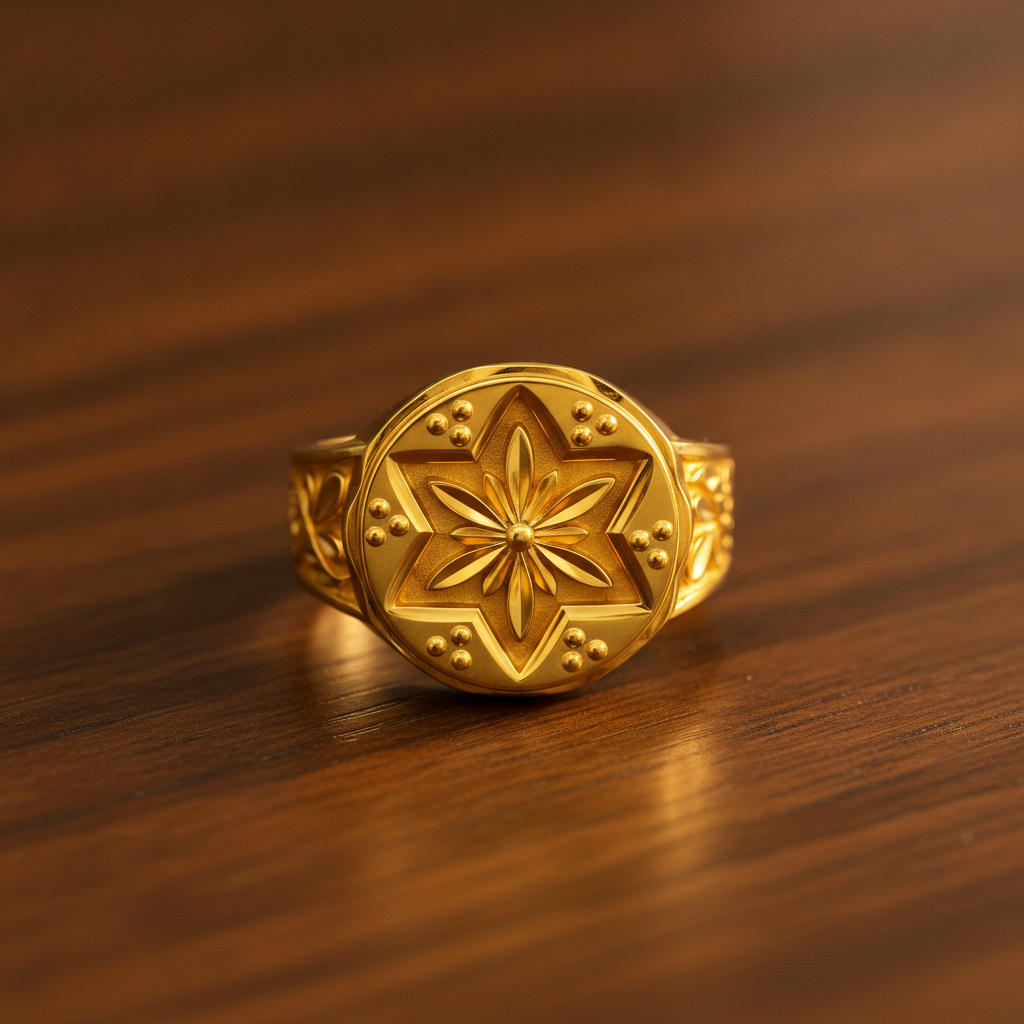 Royal Floral Medallion Heritage Statement Ring for Men
