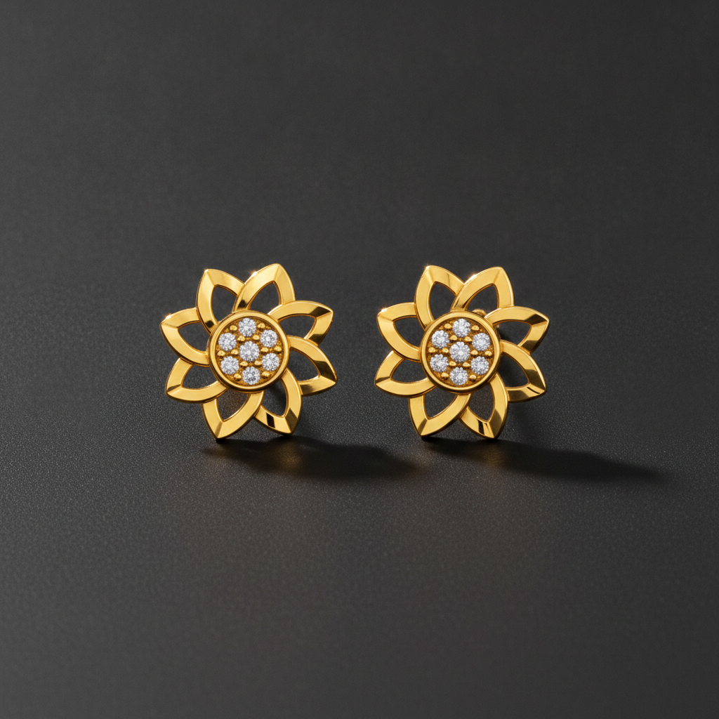 Elegant Floral Halo Sparkle Stud Earrings