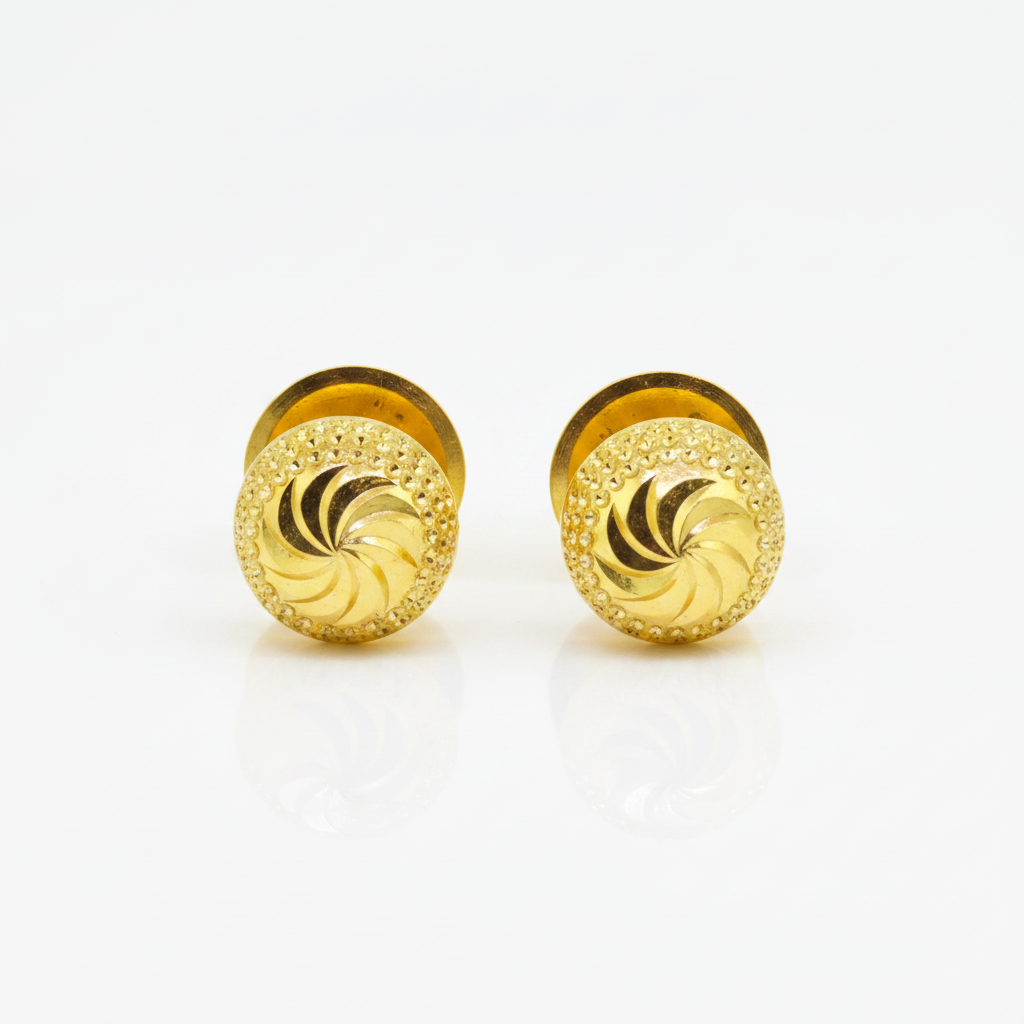NuGold Textured Gold-Toned Designer Stud Earrings for Women