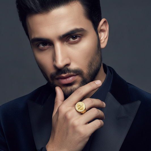 Royal Khanda Emblem Statement Ring for Men