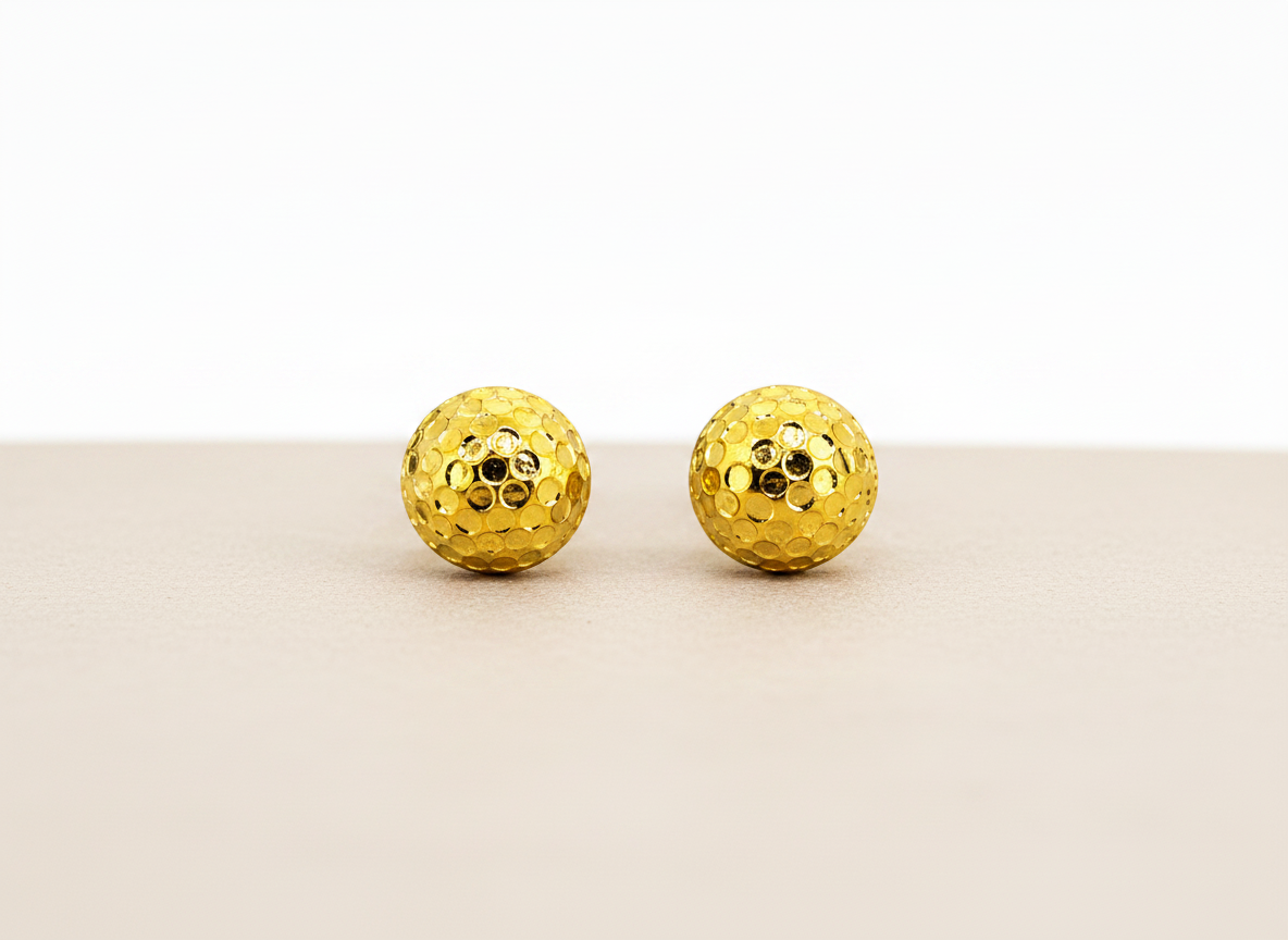 NuGold Textured Dome Gold-Toned Stud Earrings for Women