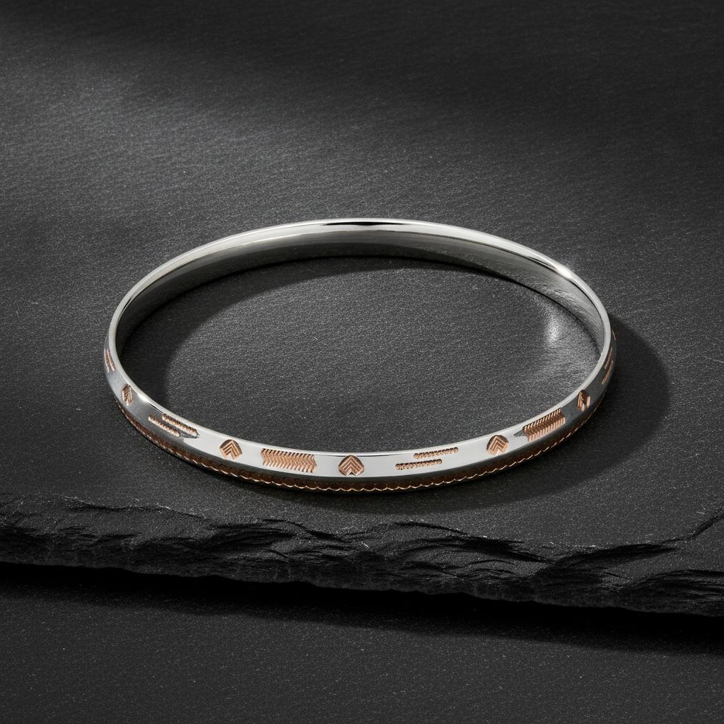 925 Sterling Silver Rose Gold Designer Kada for Men & Women