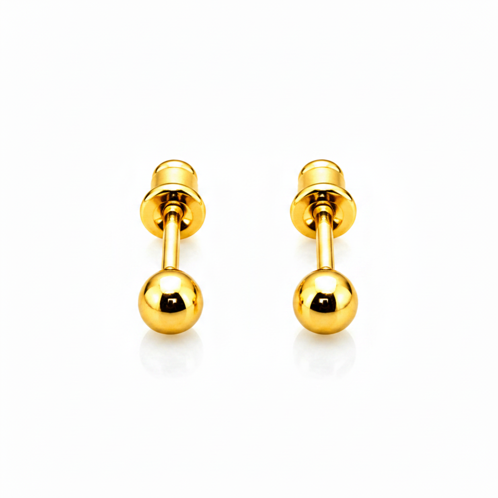 NuGold Minimalist Gold-Toned Ball Stud Earrings for Women