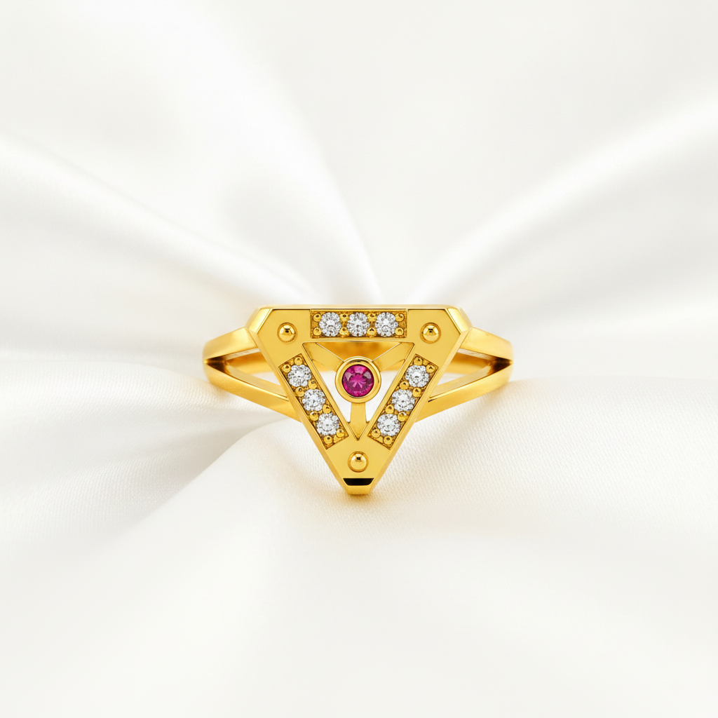 Royal Ruby Trigon Radiance Statement Ring for Women