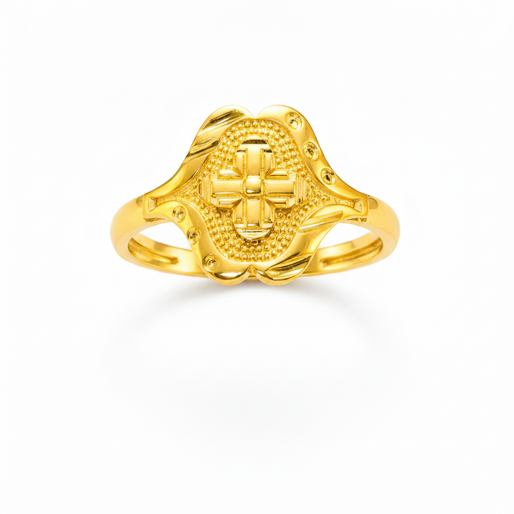Royal Floral Crest Heritage Statement Ring for Women