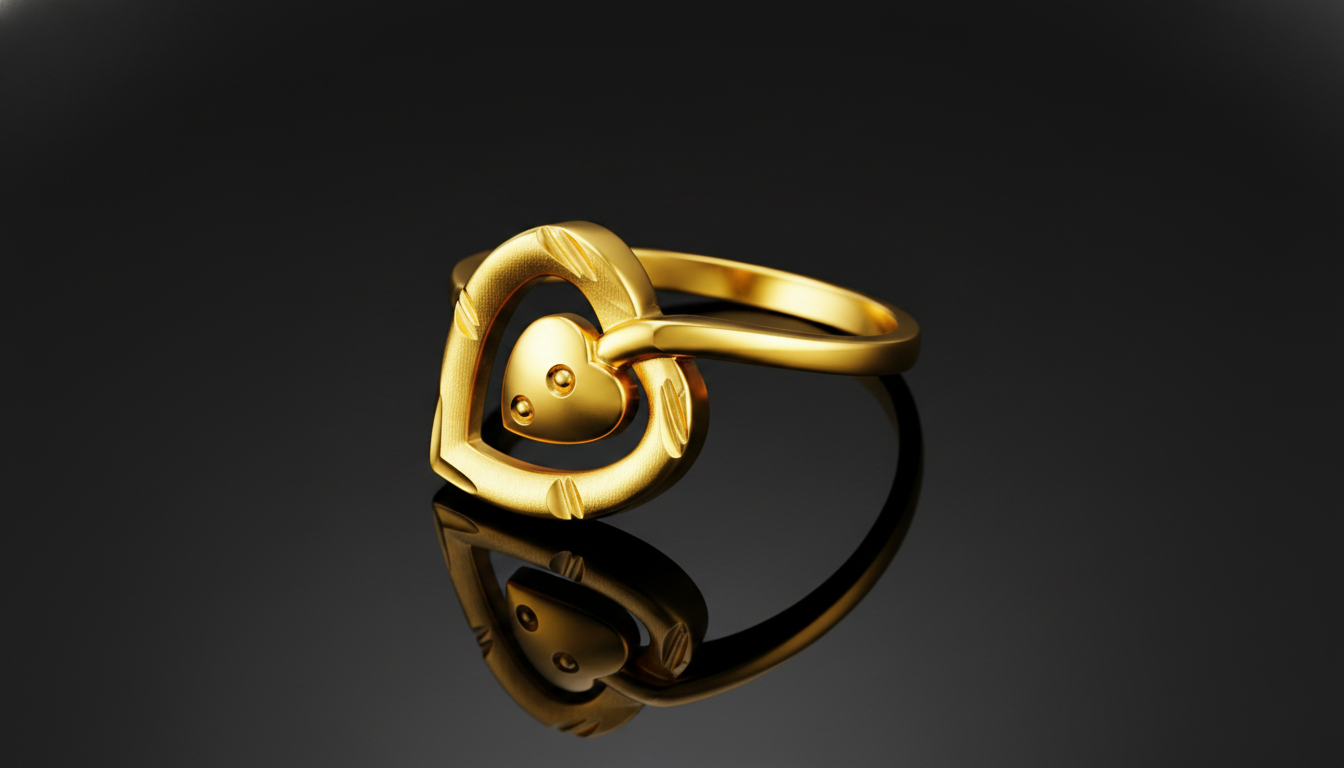 NuGold Double Heart Love Ring