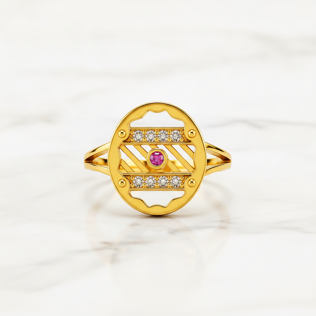 Regal Ruby Orbit Radiance Statement Ring for Women