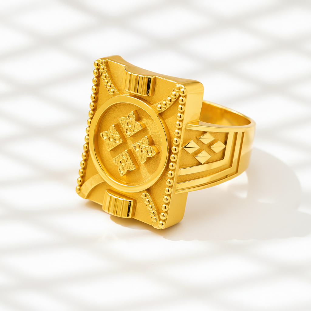Royal Insignia Textured Statement Ring for Men