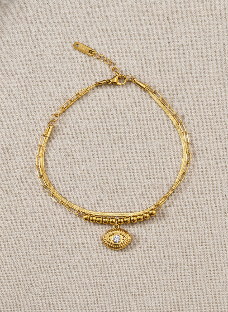 NUGOLD Trendy Double Layer Evil Eye Bracelet