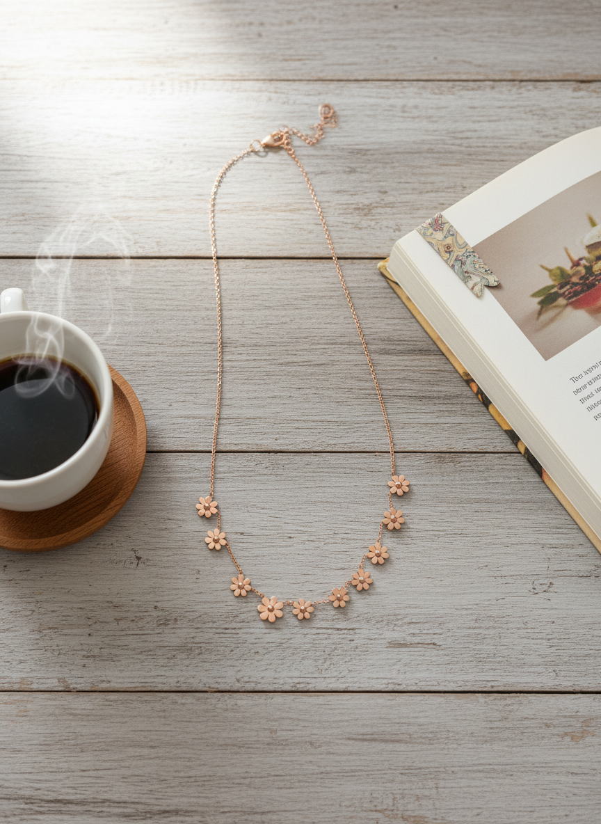 Elegant Rose Gold Floral pendant Necklace
