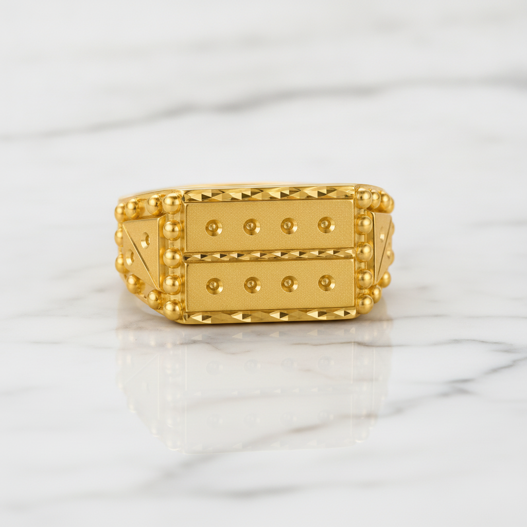 Imperial Dual Crest Engraved Statement Ring