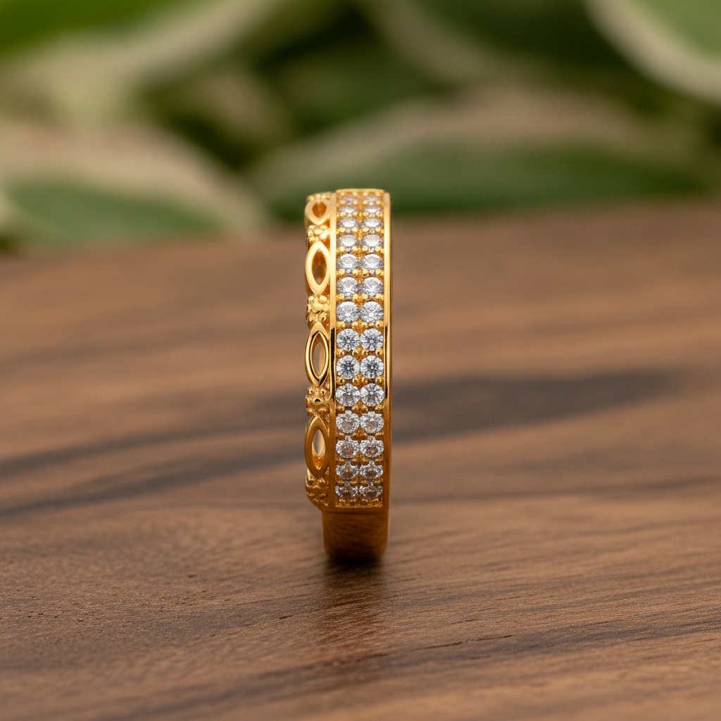 Royal Leafline Pavé Elegance Statement Ring for Women