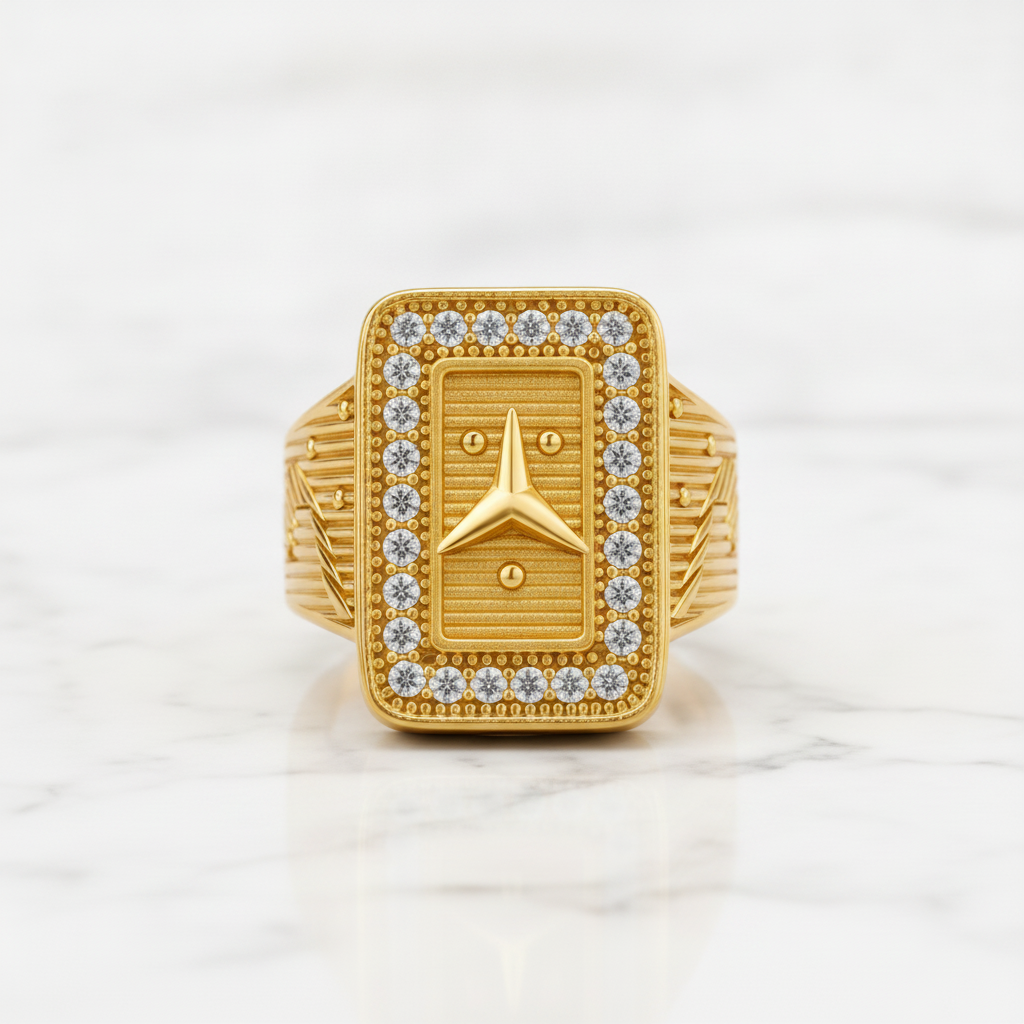 Crownline Crystal Rectangular Statement Ring for Men