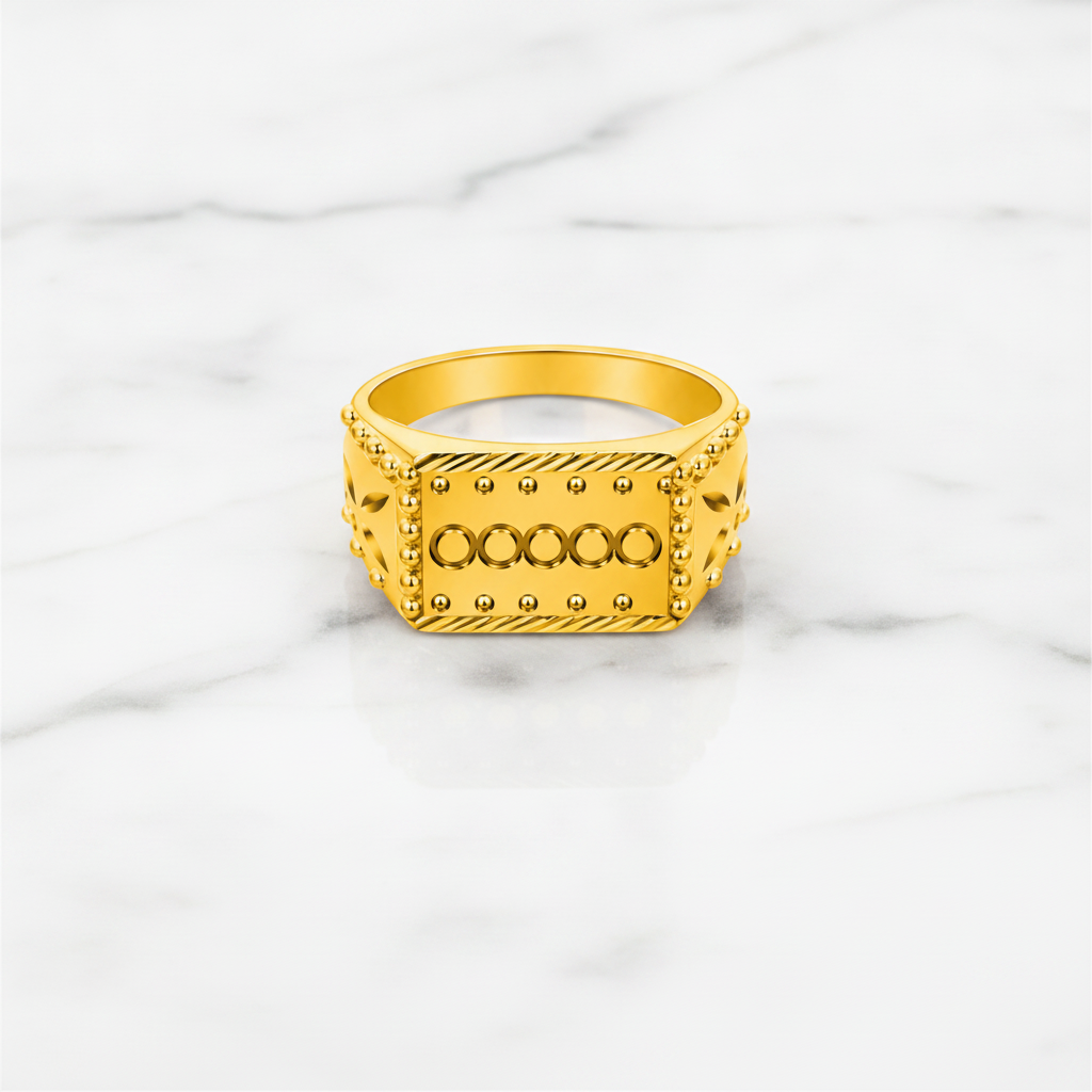 NUGOLD Royal Heritage Geometric Statement Ring for Men