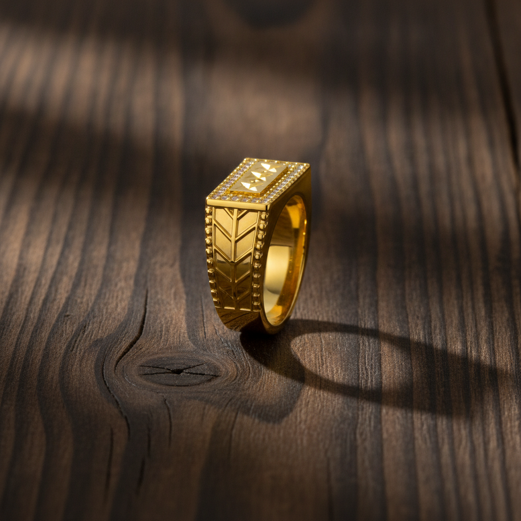 Imperial Geometric Crest Pavé Statement Ring