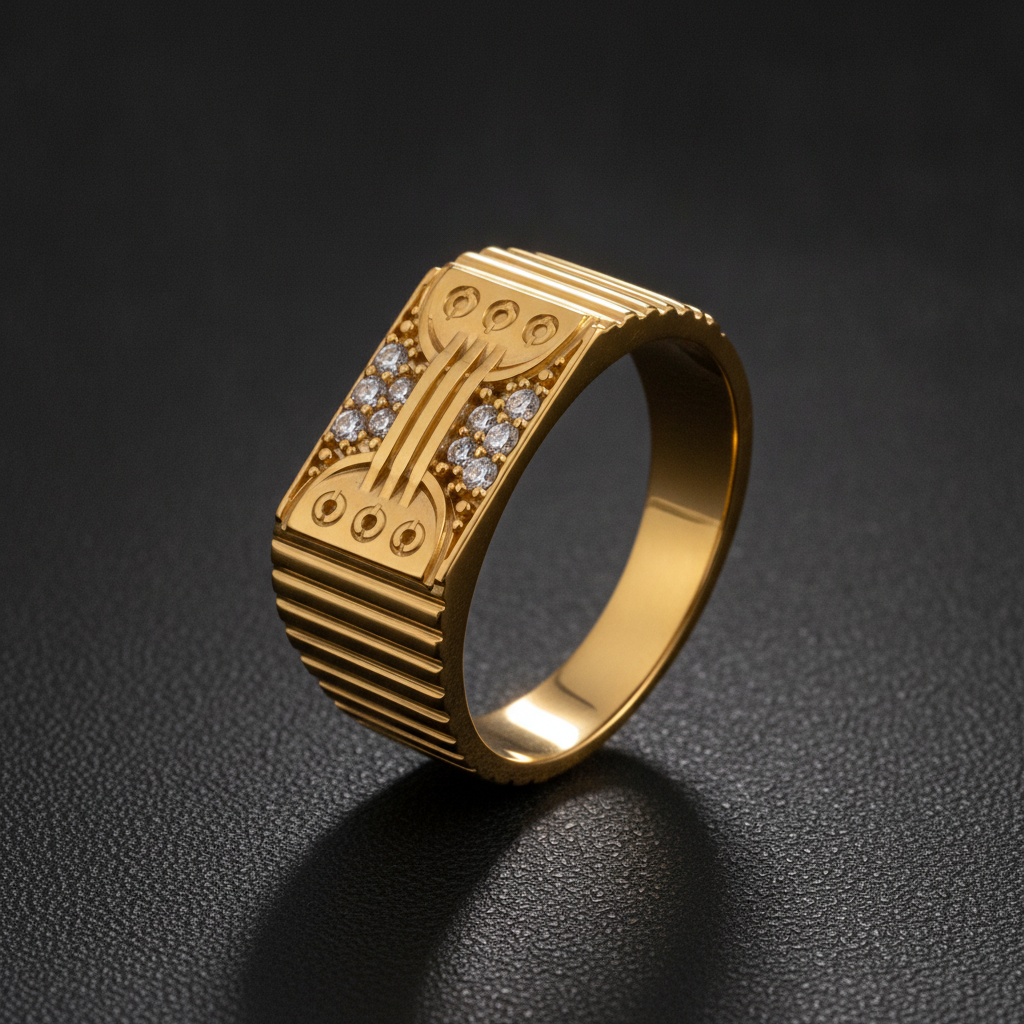 Imperial Crystal Bridge Statement Ring for Men