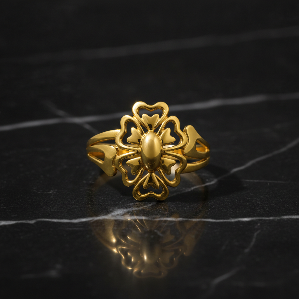 Elegant Floral Openwork Statement Ring for Women