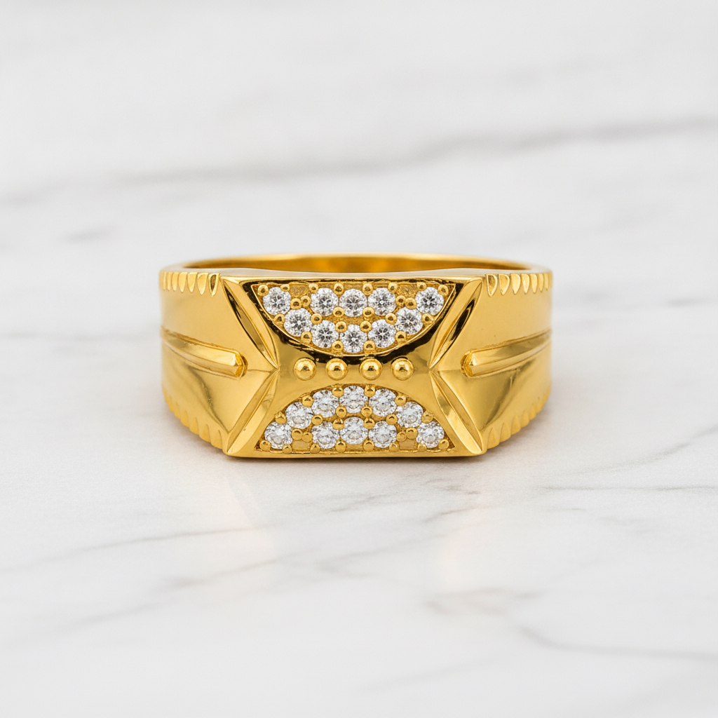 Imperial Crystal Bow Crest Gold Ring