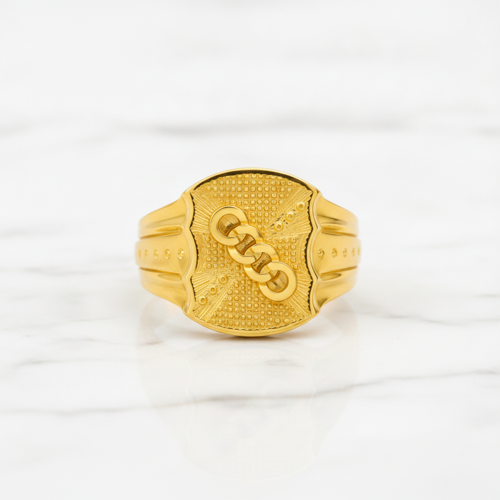 Regal Interlock Crest Statement Ring for Men