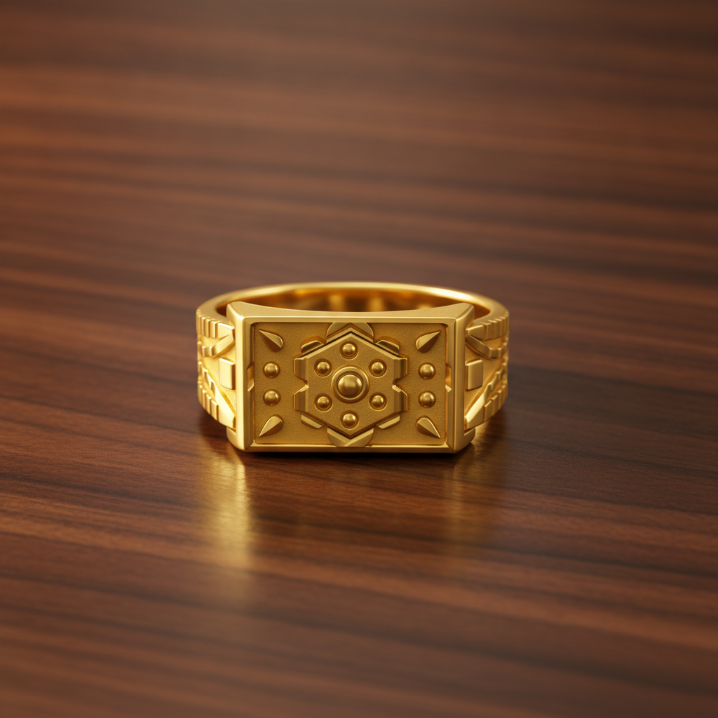 Royal Crest Geometric Statement Ring for Men