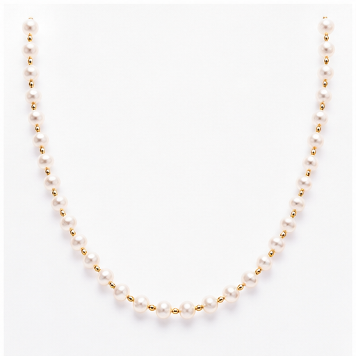 NUGOLD Elegant White Pearl & Gold Bead Chain for Women
