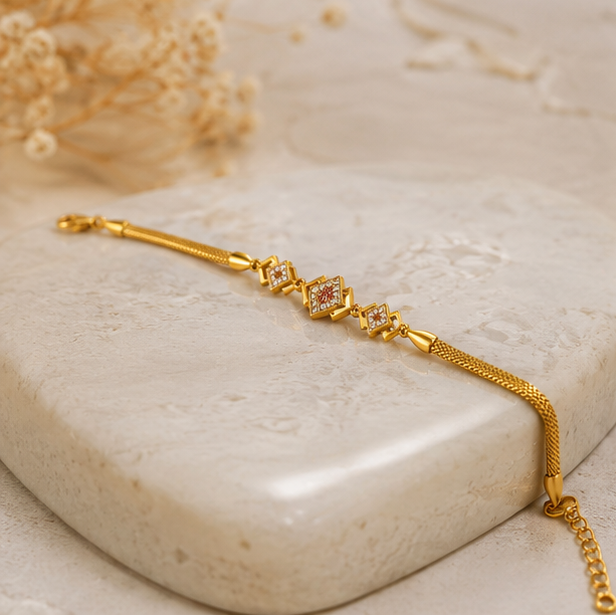 Elegant Square Crystal Gold Bracelet for Girls & Women