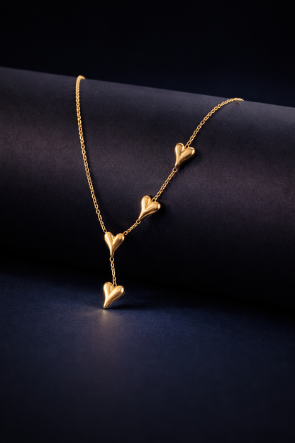 Elegant Gold Multi Heart Drop pendant Necklace