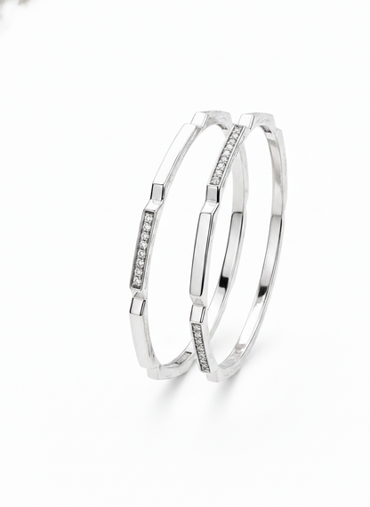 925 Silver Geometric CZ Bangles for Women
