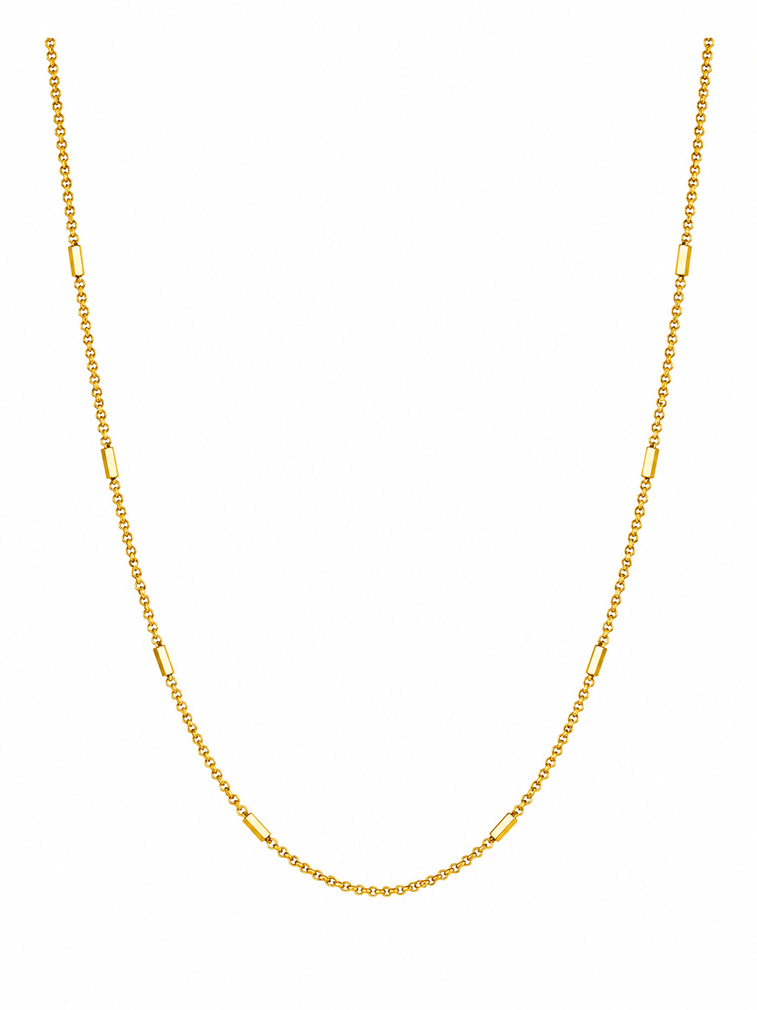 NUGOLD Minimalist Gold Link Chain with Bar For Unisex