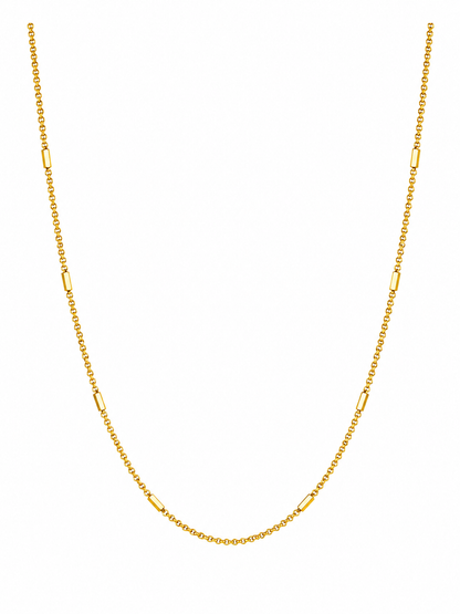 NUGOLD Minimalist Gold Link Chain with Bar For Unisex