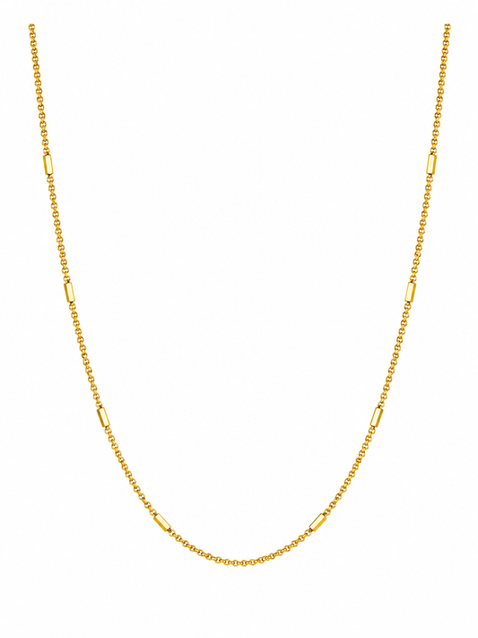NUGOLD Minimalist Gold Link Chain with Bar For Unisex
