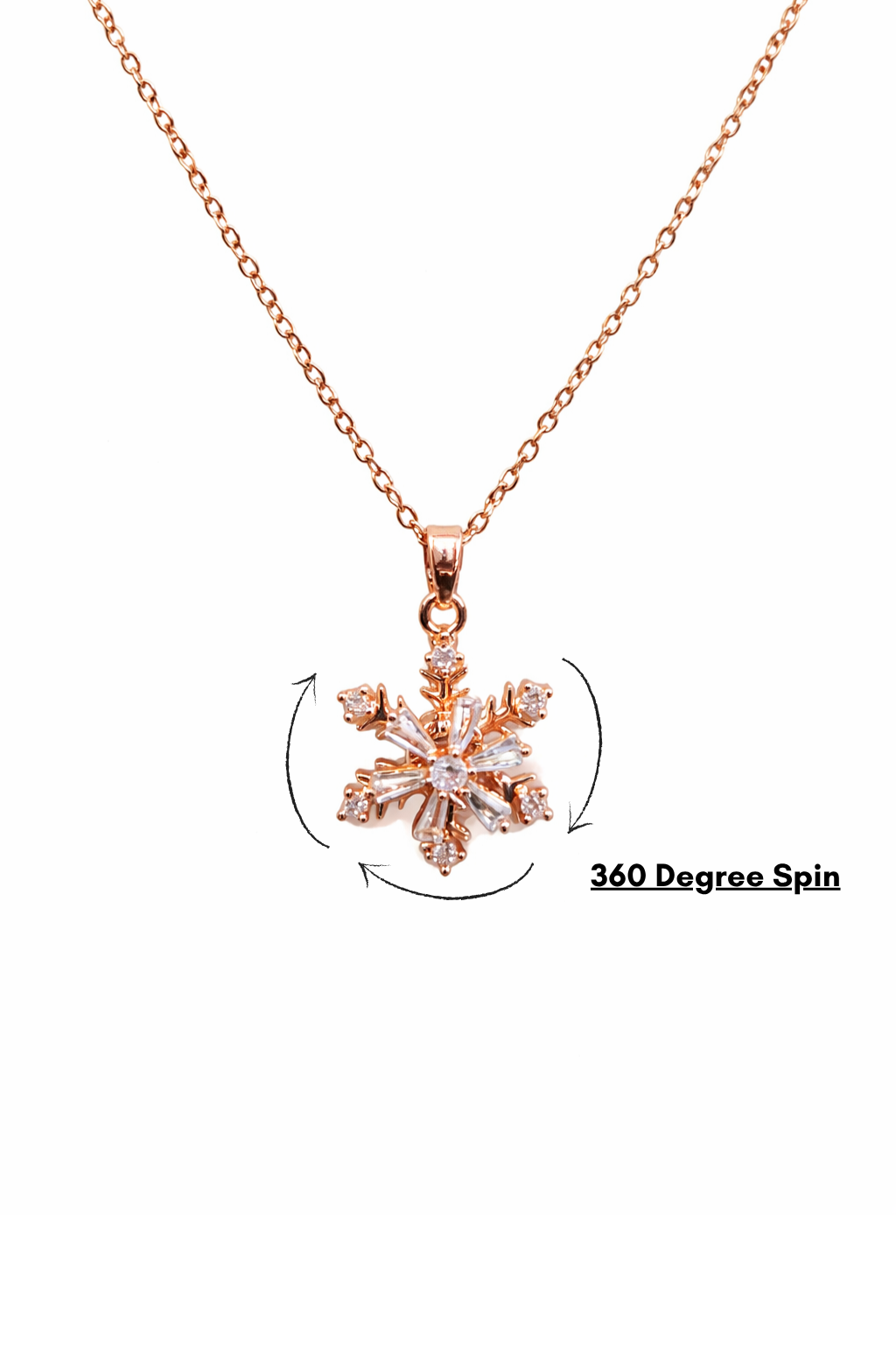 Elegant Rose Gold Snowflake Spinner Pendant Necklace for Women