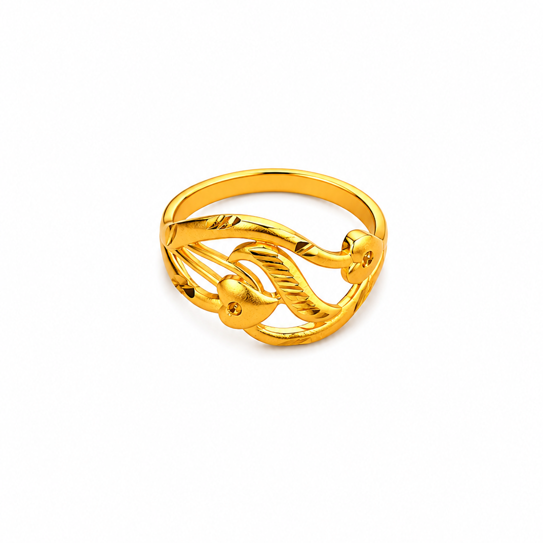 NUGOLD Elegant Leaf Design Adjustable Ring for Women