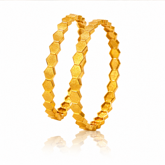 NuGold Hexagon Design Gold Bangles For Women